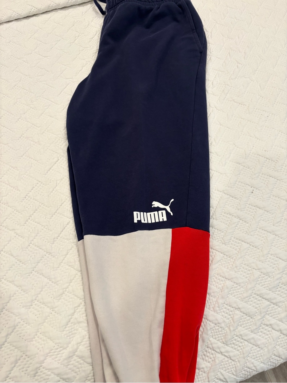 Puma Men's Navy, Light Gray & Red Colorblock Joggers - Size XXL